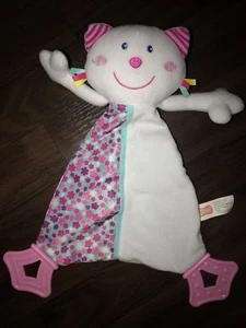 Smiki Schmusetuch Kuscheltuch Plüschtier Katze Pink Weiß Türkis Grün Blumen Blau - Picture 1 of 4