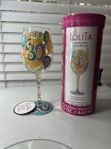 New In Box Lolita Wine Glass Happy 30th Birthday - Picture 1 of 8