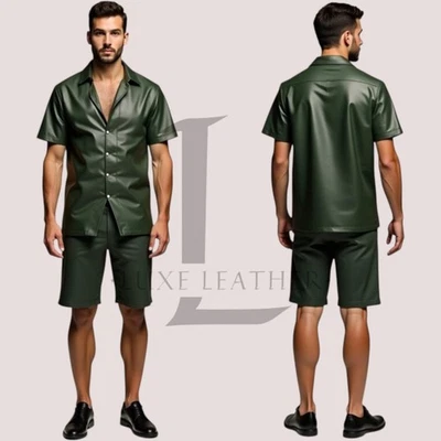 Cuero Sexy Hombres Camisetas Lencería Chaleco Camiseta sin mangas y Pantalones Cortos Moda Estilo Caliente Foto 1 de 3