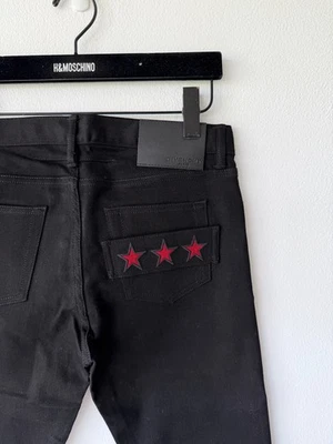 Nuevo Givenchy Hombre Vaqueros Vaqueros Negro Rojo Estrellas 29 Foto 1 de 4
