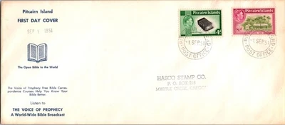1951 British Pitcairn Island  FDC Cover to Myrtle Creek Oregon OR USA - Image 1 of 2