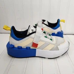 adidas Boys Size 3 Tech Runner x LEGO Low Blue/White Adjustable Strap Sneakers - Picture 1 of 12