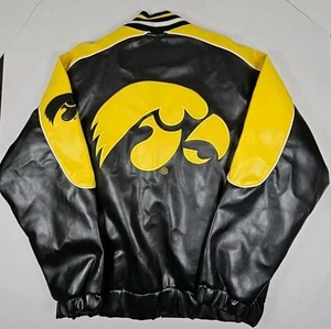 Vintage Iowa Hawkeyes Faux  Leather Mens MED Jacket G-III Sports Embroidered  - Picture 1 of 21