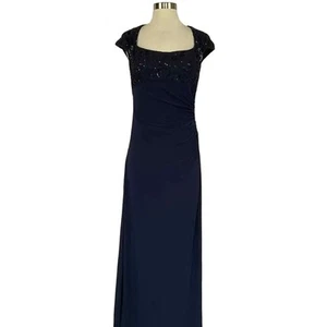 Betsy & Adam Women's Formal Dress Size 8 Blue Sequined Lace and Chiffon Gown - Picture 1 of 13