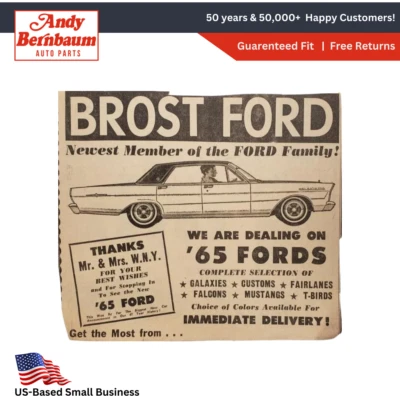 1965 Ford Galaxies Original Public Promotional Advertisement Newspaper Print Ad - Image 1 of 4