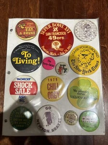 Random Vintage Pin-back Buttons/pins Lot #3 Protected In Sheet - Picture 1 of 8