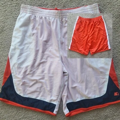 Pantalones Cortos Starter Para Hombre XL 40-42 Naranja Blanco Reversible Baloncesto Fútbol Logo Foto 1 de 4