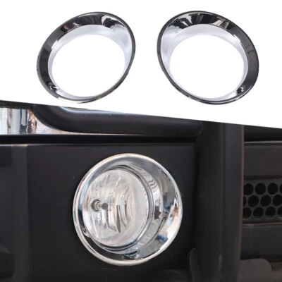 2PC Front Bumper Fog Light Lamp Chrome Cover Trim For HUMMER H3 2006-2010 Sliver - Image 1 of 4
