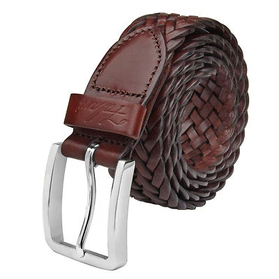 Falari® Men's Braided Belt Stainless Steel Buckle Genuine Leather 35mm 9007 - Image 1 of 4