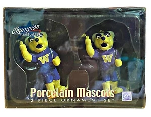 Washington Huskies Porcelain Champion Treasures Mascot Christmas Ornament 2 Pack - Picture 1 of 2