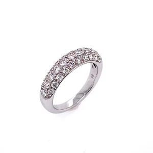 $2,500 18K White Gold Round 3 Row Pave Diamond Wedding Band Anniversary Ring - Imagen 1 de 9