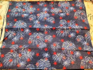 Stars & Fireworks 100% Glittery Cotton Fabric - 1 Yard - Picture 1 of 2