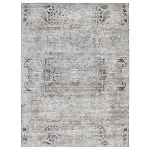 Alfombra farsiana de transición de gran tamaño 13'9"x18'1" gris seda/lana anudada a mano R64448 - Imagen 1 de 12