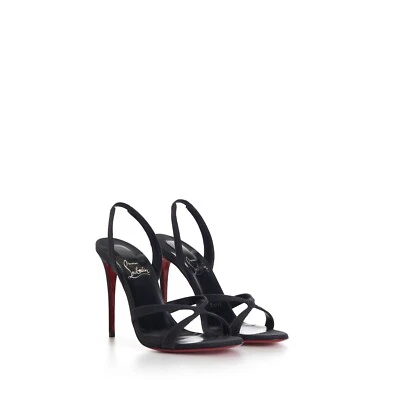 CHRISTIAN LOUBOUTIN 895$ Emilie 100mm Glitter Sandals - Calf Leather - Black - Image 1 of 4
