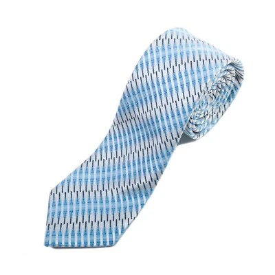 ZZegna Blue on Silver Geometric Striped Skinny Tie 22793 Foto 1 de 3