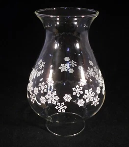Lampada uragano vetro Pyrex vintage 1980 paralume camino fiocchi di neve ricambio FTD - Foto 1 di 2
