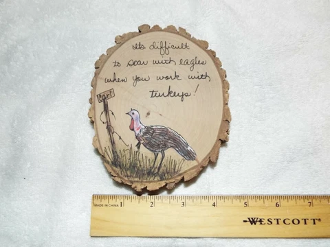 Texas Humor Native Sweetgum Tree Rounds Barbara Docekal "Turkeys" Cover