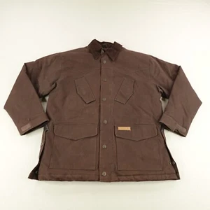 Tempco Jacket Small Brown Flannel Lined Canvas Chore Barn Corduroy Collar Coat ^ - Picture 1 of 12