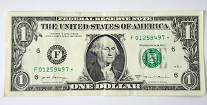 STAR NOTE* ONE $1 DOLLAR 2017A (F) DISTRICT 01259497* US LEGAL TENDER BANKNOTE - Picture 1 of 2