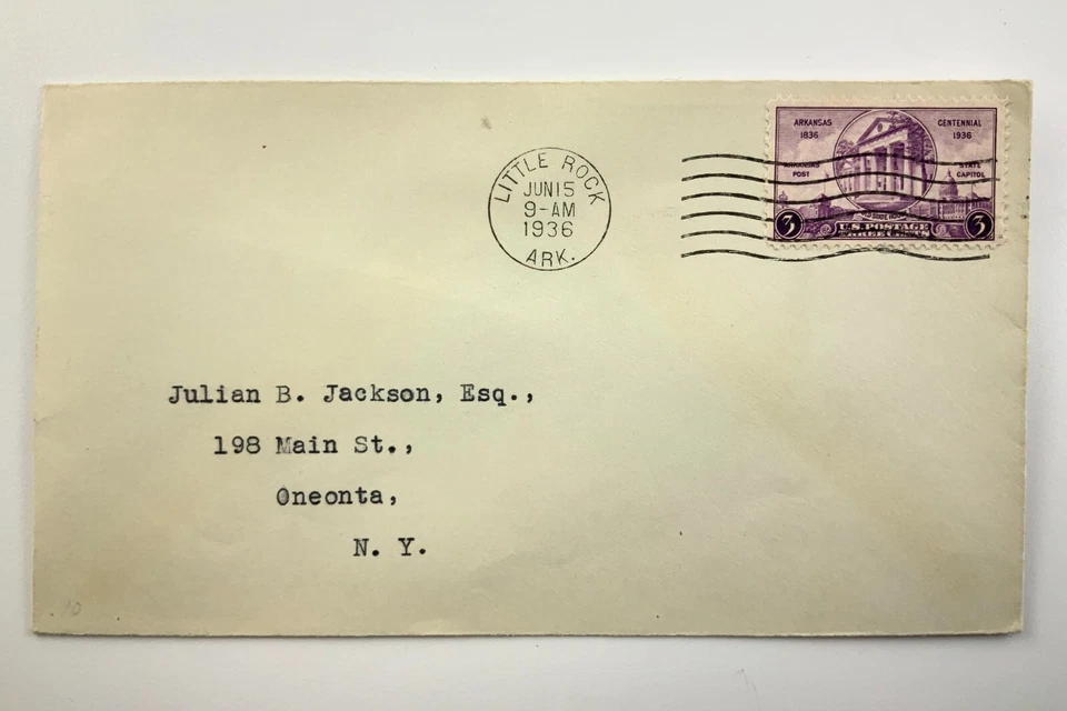 Arkansas 3 Cent Stamp Little Rock New York 1936 FDC EE329 - Image 1 of 4