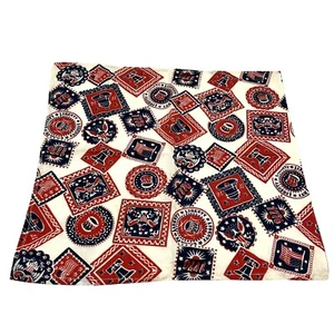 Vtg Patriotic Red White Blue Stars Stripes Scarf 1776 Liberty Bell Handmade 19" - Picture 1 of 8