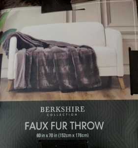 Berkshire Collection Faux Fur Throw, Brown 60"x70" Blanket Machine Washable - Picture 1 of 4