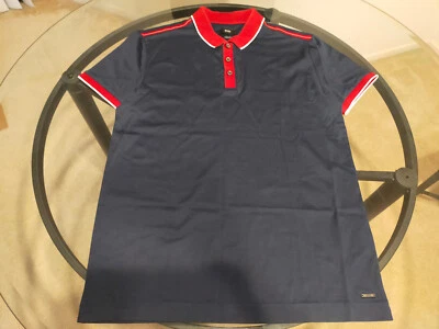Hugo Boss Red White Lining Collared Blue Polo Polo T-Shirt Size Medium - Image 1 of 4