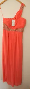 Fabulous One Shoulder 'Cleopatra' Prom Dress by NEW LOOK. Coral. Sz 16 - Picture 1 of 4