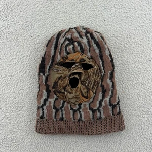 Vintage Mossy Oak Face Mask Men Camo Realtree Hunting Outdoor 90s Hat Fleece USA - Picture 1 of 5