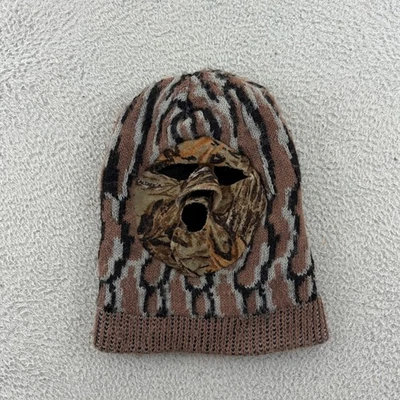 Vintage Mossy Oak Face Mask Men Camo Realtree Hunting Outdoor 90s Hat Fleece USA - Image 1 of 4