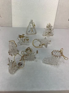Klarglas Weihnachtsschmuck 8er Set mit Goldschnur Engel Baum Stern Stiefel & - Bild 1 von 9