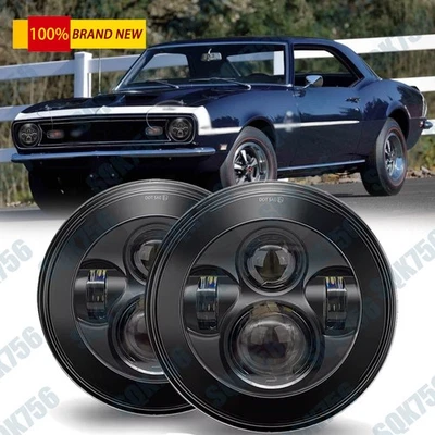 Par de faros LED redondos de 7" haz alto/bajo para camioneta Chevy C10 C20 LUV Camaro Nova Foto 1 de 4