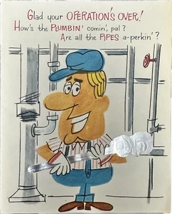 Vintage Mid Century Paramount Grußkarte: Get Well: Glad Operation Went Well - Bild 1 von 5