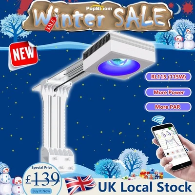 PopBloom RL115 WiFi LED Light Unit Marine Reef Lighting Aquarium 24" Fish Tank