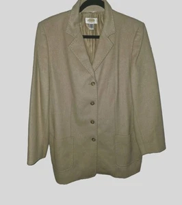 TALBOTS Italy 100% Camel Hair Blazer Jacket Size 12W Brown Beige Tan 4 Button - Picture 1 of 8