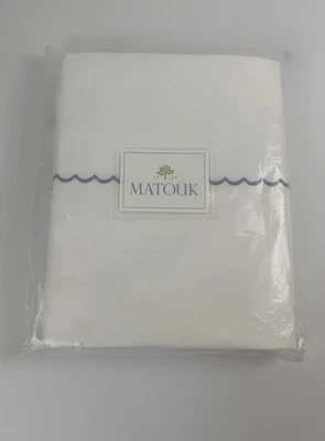 Juego de funda nórdica Matouk Astrid algodón percal king blanco/azul azul - NUEVO CON ETIQUETAS $800 Foto 1 de 4