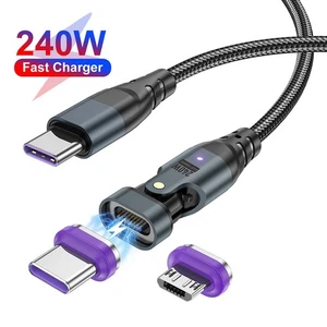 Magnetic PD 240W Type C to USB C Fast Charging Cable For Macbook Xiaomi Laptop - Picture 1 of 16