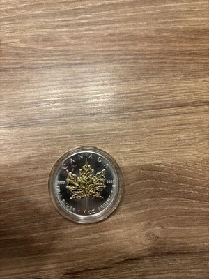 Canada Maple Leaf 1991 - 1 Oz Silber Silbermünze - gilded - 5 Dollars - Bild 1 von 3