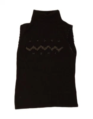 MARC CAIN Womens Roll Neck Vest Tank Top UK 10 Small Brown Fair Isle Wool CT07 - Image 1 of 3