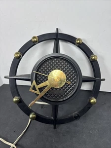 Spartus Herold Radial Mid Century Modern MCM Steering Wheel Wall Clock - Picture 1 of 7