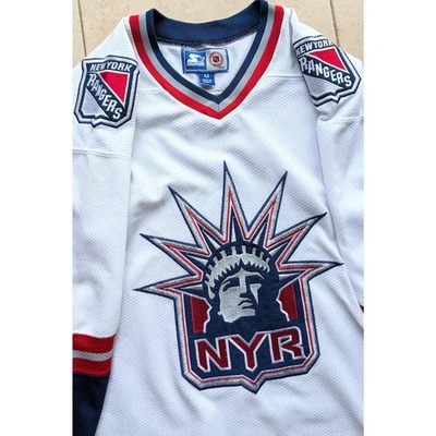 New York Rangers 1998-99 STARTER Jersey White Liberty Alt M NHL Hockey De Colección Foto 1 de 4