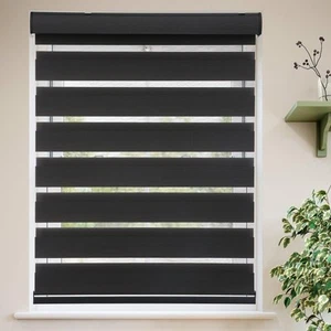 Roller Shades Zebra Blinds for Windows Cordless Day and Night Light Filtering... - Picture 1 of 7