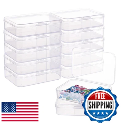 BENECREAT 12 Pk Rectángulo Plástico Transparente Almacenamiento Almacenamiento Organizador Caja Estuche Contenedor Foto 1 de 4