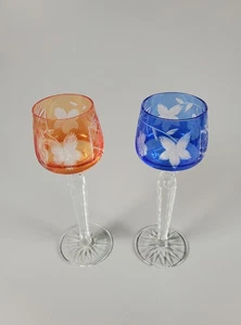 Lot of 2 Vintage Hortensja Hortensia HO21 Cut to Clear Crystal Cordial Glass - Picture 1 of 9