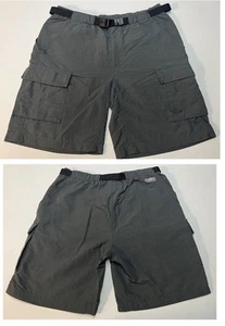 The North Face Cargo Shorts Sz L 34x10 Gray Belted Hiking Nylon 6 Pockets EUC - Picture 1 of 15