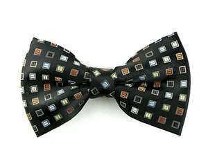  Men's Dress Bow Tie Adjustable Neck Fashion Classic Geometric Black Bowtie  - Picture 1 of 4