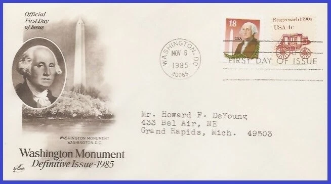 USA3 #2149 ADDR ARTCRAFT FDC   George Washington & Monument - Image 1 of 1