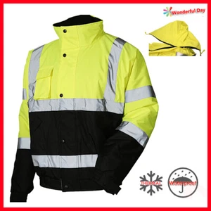 Chaqueta de Invierno Aislada de Seguridad Bombardero Reflectante Hi Vis Forrada de Cálida Carretera Trabajo 08 - Imagen 1 de 8