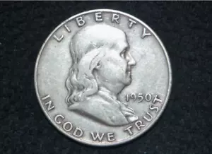 1950 D Franklin Half Dollar *90% Silver* CHOICE F/VF * actual coin * FREE S/H - Picture 1 of 2