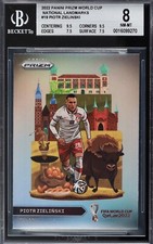 2022 Prizm World Cup Qatar National Landmarks Piotr Zielinski Card BGS Beckett 8